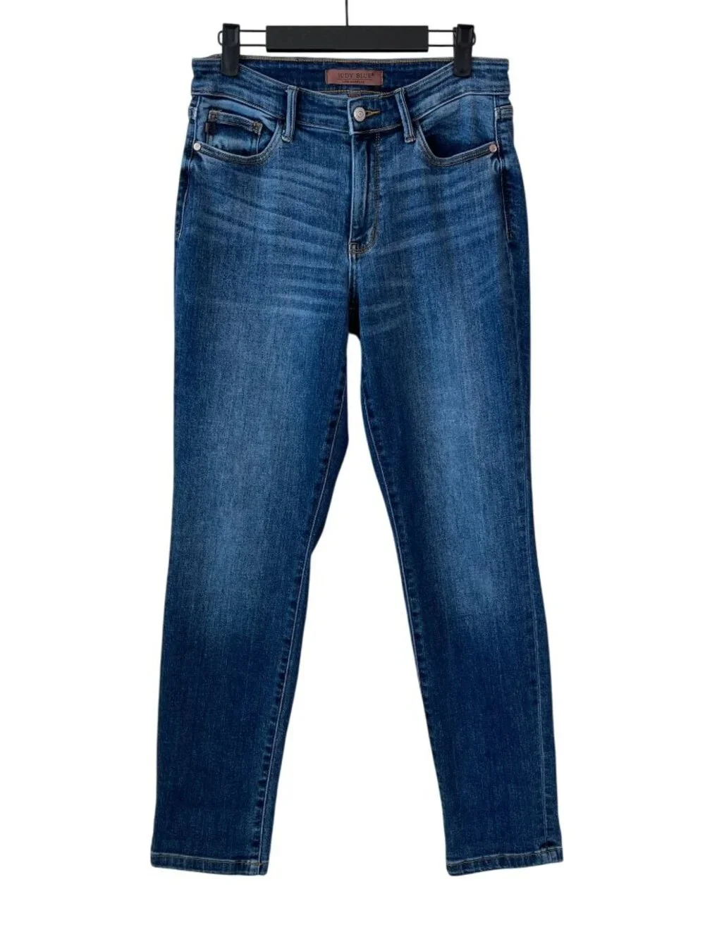 Judy Blue Boyfriend Fit Jeans Size 5/27 Stretch Cuffed Dark Wash